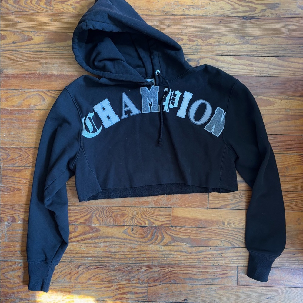 Y2K Champion Cropped Hoodie with Logo